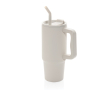 Recycled stainless steel thermal bottle with straw, 900 ml colour beige