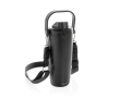 Recycled stainless steel thermal bottle with cord 600 ml colour black