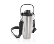 Recycled stainless steel thermal bottle with cord 600 ml colour silver
