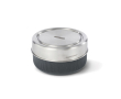 Glass bowl with silicone anti-drip lid, 750 ml colour silver