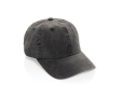 6-panel washed-effect cap in recycled cotton 270 g/m² colour black