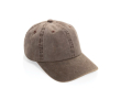 6-panel washed-effect cap in recycled cotton 270 g/m² colour brown
