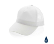 Sustainable, branded cotton trucker cap with mesh panel colour white