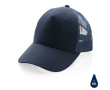 Sustainable, branded cotton trucker cap with mesh panel colour navy-blue