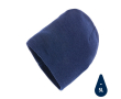 Eco winter hats with logo patch and classic design colour navy-blue