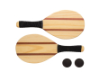 Wooden beach racket set with case colour brown