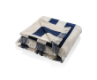 Large striped beach towel with logo, 180 × 100 cm colour navy-blue
