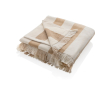 Large striped beach towel with logo, 180 × 100 cm colour light brown