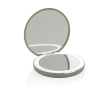 Recycled plastic pocket mirror, magnification, LED light colour beige