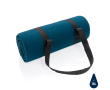Water-repellent foldable RPET picnic blanket with logo colour navy-blue