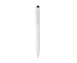 Recycled aluminium pen with stylus and blue ink colour white