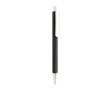Triangular recycled plastic click pen with blue ink colour black