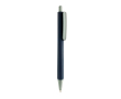 Triangular recycled plastic click pen with blue ink colour navy-blue
