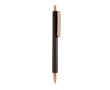 Triangular recycled plastic click pen with blue ink colour dark brown
