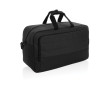 RPET travel bag with large compartment and trolley strap colour black