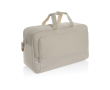 RPET travel bag with large compartment and trolley strap colour beige