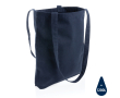 Recycled branded tote bags with long handles, 330 g/m² colour blue