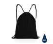 Drawstring backpack in recycled cotton, 145 g/m², with AWARE™ colour black