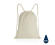 Drawstring backpack in recycled cotton, 145 g/m², with AWARE™ colour natural