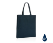 Reinforced promotional recycled cotton bag, 145 g/m² colour navy-blue
