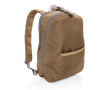 Branded, recycled polyester laptop backpack, 15.6\" colour brown