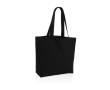 Recycled canvas shopping bag with pocket, 240 g/m² colour black