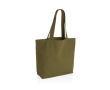 Recycled canvas shopping bag with pocket, 240 g/m² colour dark green