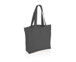 Recycled canvas shopping bag with pocket, 240 g/m² colour dark grey
