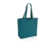 Recycled, branded canvas shopping bag, 240 g/m² colour emerald green