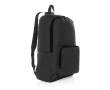 Lightweight foldable RPET backpack with front pocket colour black