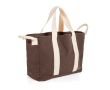 Recycled canvas beach bag with washed finish 400 g/m² colour brown