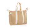 Recycled canvas beach bag with washed finish 400 g/m² colour beige
