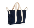 Recycled canvas beach bag with washed finish 400 g/m² colour navy-blue