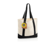 Recycled cotton tote bag with message design 20L 350 g/m² colour black