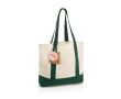 Recycled cotton tote bag with message design 20L 350 g/m² colour green