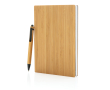 Sustainable bamboo notebook with pen, A5, ruled pages colour brown