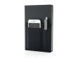 Branded notebook with pockets, A5, ruled pages colour black