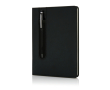 PU notebook with stylus pen, A5, ruled pages colour black