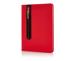 PU notebook with stylus pen, A5, ruled pages colour red