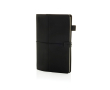 Refillable A5 PU notebook with pockets and elastic closure, lined pages colour black