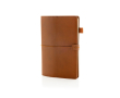 Refillable A5 PU notebook with pockets and elastic closure, lined pages colour brown