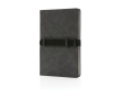 Branded notebook with horizontal strap, A5, ruled pages colour dark grey