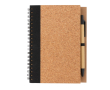 Spiral notebook with cork cover and ruled pages colour black