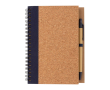 Spiral notebook with cork cover and ruled pages colour dark blue