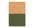 Cork and kraft notebook with recycled paper, A5 ruled colour green