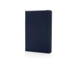 Notebook from recycled materials with elastic strap, A5, ruled pages colour navy-blue