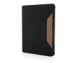 Hardcover walnut portfolio with 70 g/m² paper, A4, ruled pages colour black
