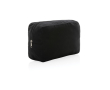 Toiletry bag with logo in recycled canvas, 285 g/m² colour black