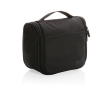 RPET travel toiletry bag with mesh pockets and compartment colour black