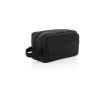 Elongated RPET toiletry bag with two pockets and handle colour black